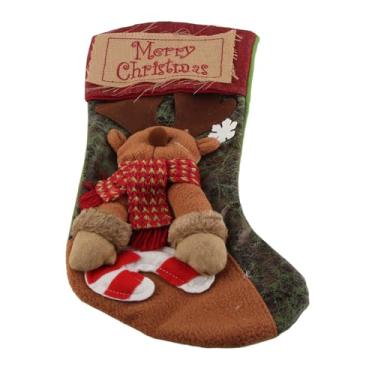 Imagem de Meias de Natal personalizadas feitas à mão para pendurar no Natal, saco de presente para decorações de férias, lembrancinhas de festa, decoração de árvore de cornija, tecido não tecido de poliéster 90