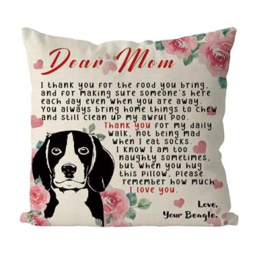 Imagem de Tian Zhun Capas de almofada Beagle Mom Gifts 45,7 x 45,7 cm Best Beagle Mom Fronha de almofada para decoração de sofá de casa para decoração de sofá de casa