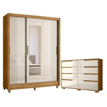 Imagem de Guarda Roupa Casal Bolívia E Cômoda Georgia Freijó Off White - Moval