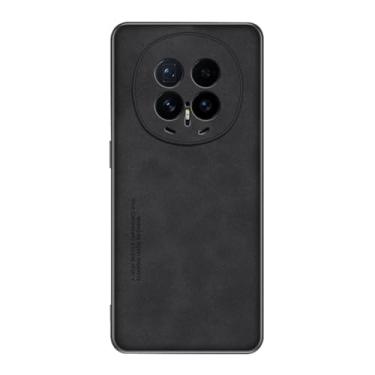 Imagem de POYUFRG Capa fina para Honor Magic 8 Pro/Magic 8, capa de telefone de couro leve retrô de luxo com capa de proteção de lente com tudo incluído, preta, 8 Pro