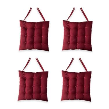 Imagem de 4 Assento Futon 40x40 Unidades Almofada Para Cadeira Banco Pallet(Vermelho Vinho)