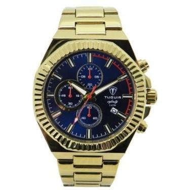 Imagem de Relógio Cronógrafo Masculino de Aço Tuguir Analógico Infinity GCS-1272 Dourado e Azul-Masculino