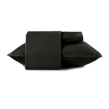 Imagem de Jogo de Cama Solteiro 3 Peças Altenburg Malha Fio Penteado Preto Primitivo