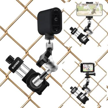 Imagem de Suporte de cerca de câmera de beisebol de alumínio compatível com GoPro Mevo Start Game Changer Kit de montagem para DJI Action/Insta360/Pocket Rader Fence Holder para iPhone, softball, tênis,