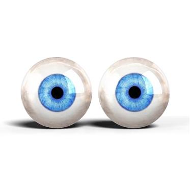 Imagem de Olhos de artesanato de vidro realistas de 2,5 cm, design de íris humana azul e cinza, conjunto de 2 peças, suprimentos para taxidermia e fabricação de bonecas - ONE POLEGADAS 25 mm (112-2-25)