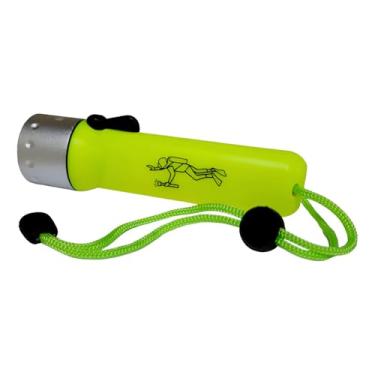 Imagem de Lanterna de Mergulho LED Profissional, Verde, ABS/Alumínio, 16cm, 200lm, À Prova D'água IPX6, 20m Profundidade, Alimentação 4 Pilhas AA