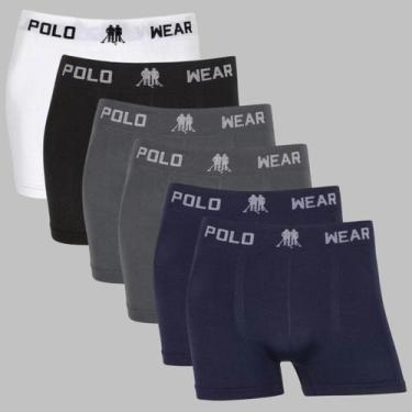 Imagem de kit 6 Cuecas Boxer Masculina Polo Wear Lisa Premium Original, 1branco,