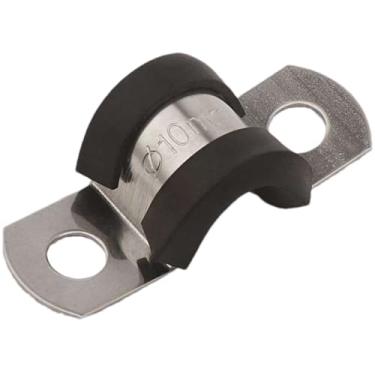 Imagem de ZVJV Pacote com 50 braçadeiras de cabo de 3/8 polegadas, braçadeira de tubo de aço inoxidável, braçadeira de borracha, braçadeiras de mangueira de metal de borracha para clipes de linha, clipes de