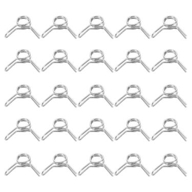 Imagem de HARFINGTON Clipes de mangueira de linha de combustível de fio duplo 4 mm ID 4-4,8 mm OD, 25 peças de clipes de mola de tubo de aço inoxidável para mangueira de ar, tubo de água, motocicleta, scooter