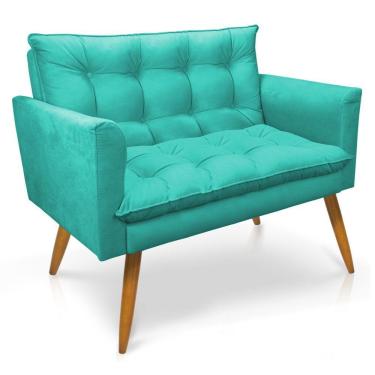 Imagem de Namoradeira 2 Lugares Olivia Suede Azul Turquesa Pallazio