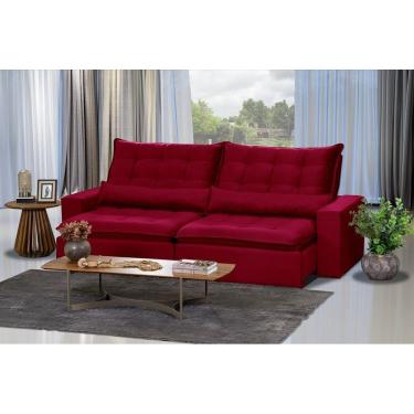 Imagem de Sofá 6 Lugares 2.90 Mt Retrátil E Reclinável Veludo Vermelho
