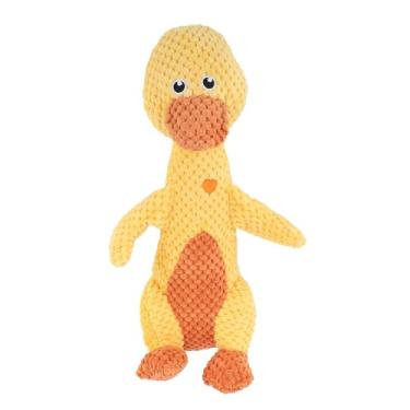 Imagem de Acouto Brinquedo Estridente de Cachorro de Pelúcia para Cães Pequenos, Médios e Grandes - Brinquedo Interativo de Mastigar Em Forma de Animal de Pelúcia Com Guincho para Alívio do Tédio (Pato Amarelo)