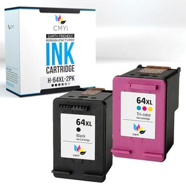 Imagem de CMYi Pacote combo de cartuchos de tinta de substituição 64XL para HP Envy 6234, 6252, 7134, 7158, 7822, 7832, 7855, 7858e, 6220, 6230, 6232, 6252, 6255, 6258, 7120, HP Tango, Tango X inters (1 Preto