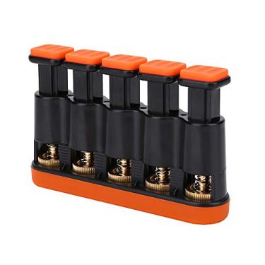 Imagem de RiToEasysports Treinador de Aperto de Exercitador de Tensão de Força de Dedo de Mão Variável, Botões Confortáveis ​​para Treinamento de Dedo, para Músicos, Plástico Cinza + Metal 3-8,5 Lb de Força Ideal para Amantes de Instrumentos (Laranja)