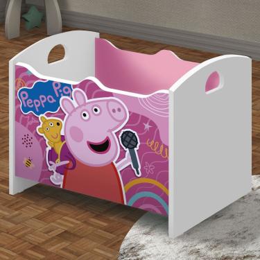 Imagem de Baú Organizador Infantil Peppa Rosa Branco Acetinado