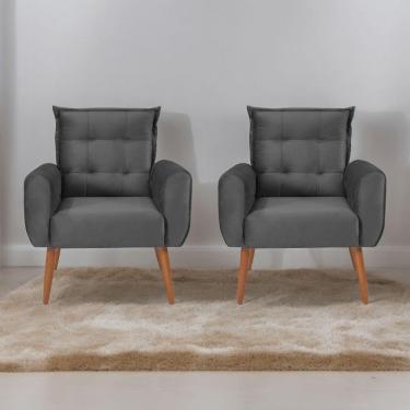 Imagem de Jogo De Poltronas Decorativas Park Veludo Cinza