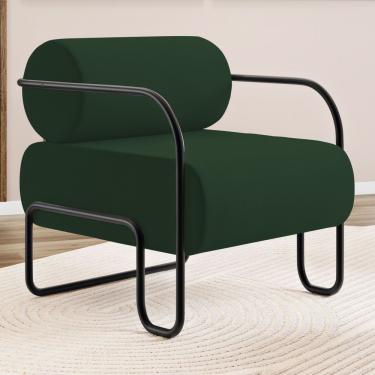 Imagem de Poltrona Decorativa Orgânica Living Miska Veludo Verde Escuro - Desk Design