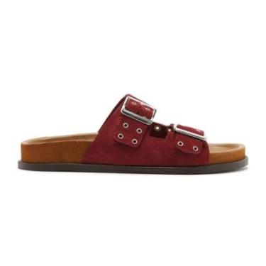Imagem de Sandália Slide Couro Tiras Fivelas Lançamento Arezzo-Feminino