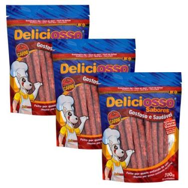 Imagem de Deliciosso palito médio sabor carne 200g - kit 3 un