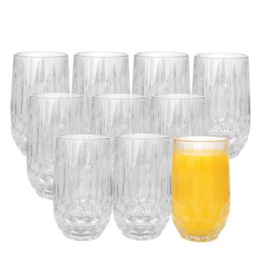 Imagem de Jogo 10 Copo Alto de Vidro para Água Suco Transparente Galway 350ml Wo