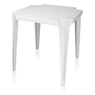 Imagem de Mesa Plástica Quadrada Branca Monobloco - Antares ' Cor Branco