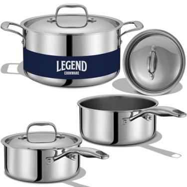Imagem de LEGEND COOKWARE Frigideira de aço inoxidável de 5 camadas, 30,5 cm com tampa, compatível com indução, não tóxica | Melhor construção resistente 18/8 | Seguro para forno rápido e uniforme | Livre de