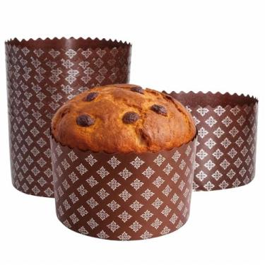 Imagem de Molde Kulich de 740 ml para pão de páscoa | 12 peças | Formas de pão de Páscoa - Formas universais para assar papel panetone - Design marrom L 6 x A 10 cm