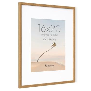 Imagem de Moldura para fotos de 40,6 x 50,8 cm, moldura de madeira de carvalho maciça natural com vidro temperado HD, moldura de madeira simples moderna de 40,6 x 50,8 cm fosca para fotos de 28 x 35,5 cm, tela