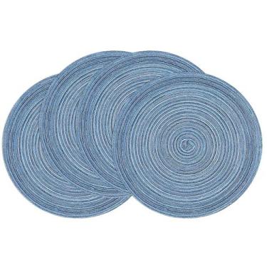 Imagem de Set de 4 Posavasos Redondos Trenzados SHACOS Azul Gris 38 cm