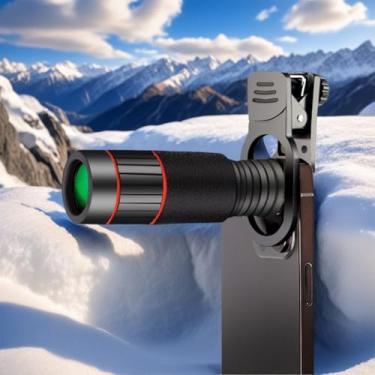 Imagem de Lente teleobjetiva com zoom longo de 32x, lente de celular teleobjetiva HD com clipe, acessório de lente para a maioria dos smartphones