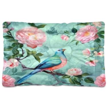 Imagem de Wassud Cama de cachorro Bird on Rose Branch, cama grande para cães ao ar livre, tapete lavável para animais de estimação, cama de gato para dormir, viagens 91 x 61 cm