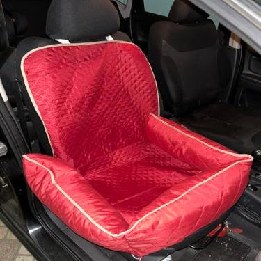 Imagem de Cama Pet e Capa Protetora 2 em 1 para Assento Traseiro Veicular Pequeno Toddy Liso Impermeável Vermelho