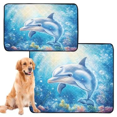 Imagem de CEBUGI Almofadas de xixi laváveis para cães, pacote com 3, almofadas impermeáveis para filhotes de cachorro, antiderrapante, à prova de vazamento, para cama de cercadinho, desenho de golfinho