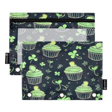 Imagem de Wassud Cupcakes and Shamrocks Pacote com 2 Pastas de Fichário Pastas de Bolso com 3 Furos, Pasta Organizadora de Fichários para Casa, Escritório