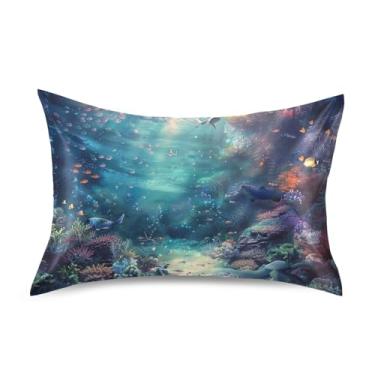 Imagem de Fronhas refrescantes engraçadas personalizadas King Queen Standard Pillows Slips Satin Trendy Gifts Bedding Queen Size 76.2 cm x 50.8 cm Underwater Dream Live