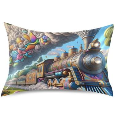 Imagem de Lindas capas de almofada de cetim de trem de desenho animado King Queen padrão estampa animal capa de travesseiro refrescante almofadas de cama, tamanho padrão, 66 cm x 50 cm