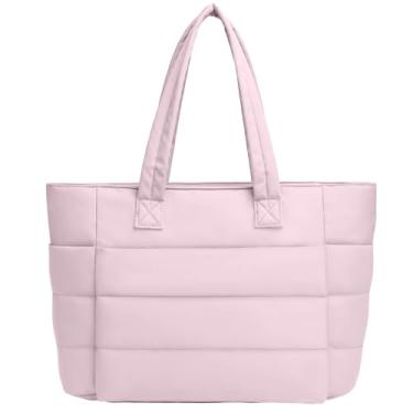 Imagem de KAITAI Bolsa feminina acolchoada leve e acolchoada para trabalho, bolsa de ombro para viagem, academia, rosa, One Size