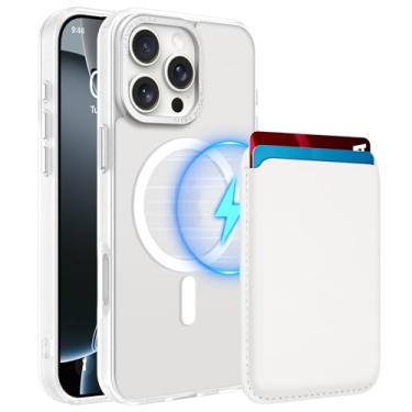 Imagem de MOWIME Capa magnética para iPhone 16 Pro Max [compatível com Magsafe] [com carteira e porta-cartão] [proteção militar contra quedas] Capa fosca translúcida fina para iPhone 16 Pro Max 6,9 polegadas