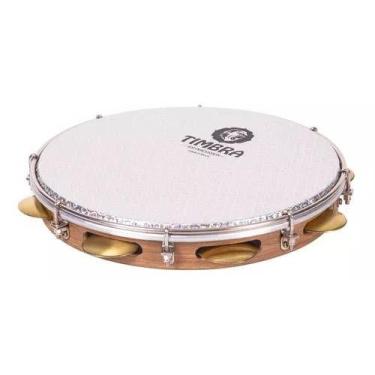 Imagem de Pandeiro timbra 11 pol formica freijo prat pele leitosa capa