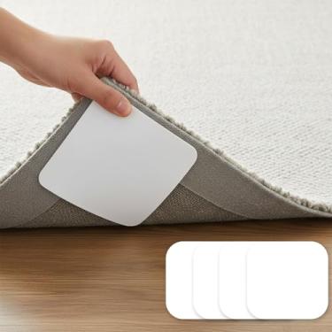 Imagem de 8/12 pçs pegadores de tapete - tapetes antiderrapantes aderentes, adesivos reutilizáveis laváveis para tapetes, para pisos e azulejos