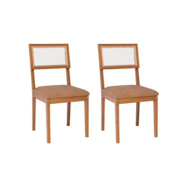 Imagem de Conjunto com 2 Cadeiras Palmas Revestimento Sintético Kaki e Madeira