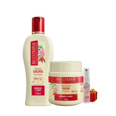 Imagem de Kit Crespos 1 Shampoo 1 Banho 250ml Bio Extratus + Presente Lourre 15m