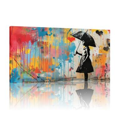 Imagem de Banksy Canvas Home Street Art, Banksy Canvas, Banksy Graffiti Art Print, Pôster Banksy, Pôster de Impressão de Arte de Rua, Arte de Parede Colorida - (25 x 50 cm) 10 x 20 polegadas sem moldura