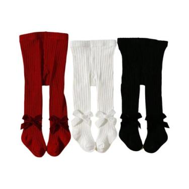 Imagem de Leggings Macias E Respiráveis Para Meninas Bebês, 3 Pares, Meias-calça