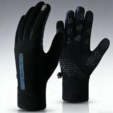 Imagem de Luvas esportivas de corrida, luvas leves para tela sensível ao toque com palmas antiderrapantes, proteção térmica respirável para ciclismo, direção e atividades de inverno ao ar livre