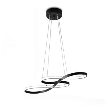 Imagem de Lustre Pendente Moderno Dourado 75cm - 3 Cores de Luz, 110V/220V, Ideal para Sala de Estar e Ambientes Domésticos Elegantes (A-Preto (110V-220V))