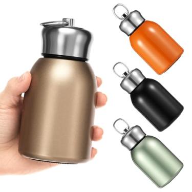 Imagem de Mini cantil de 4 peças, pequenas garrafas de água de aço inoxidável, garrafa isolada, mini garrafa térmica de café para bebidas frias/quentes, viagens, acampamento, caminhada