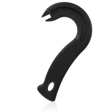 Imagem de Abridor de lata de anel fácil de abrir, J Hook abridor de latas com alça antiderrapante para idosos mãos fracas ferramenta de elevação de tampa de garrafa de lata (preta)