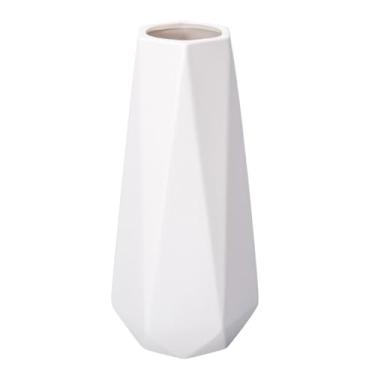 Imagem de Vaso de cerâmica branco de 20 cm de altura, feito à mão, pequeno vaso de flores para centros de mesa, estilo minimalista, decoração de casa, prateleira de mesa, lareira, quarto