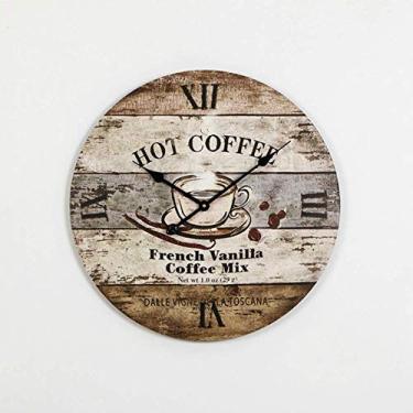 Imagem de Relógio de parede vintage, relógios de parede de madeira grandes silenciosos, relógio de parede decorativo para cozinha, quarto, jardim, sala de estar, 58 cm, G (C)